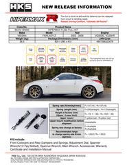 HKS Hipermax R Z33 Full Kit