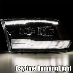 AlphaRex - AlphaRex 09 - 18 Dodge Ram 1500HD PRO - Series Proj Headlights Plank Style Black w/Seq Signal/Smoked DRL - Demon Performance