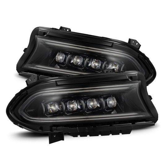 AlphaRex - AlphaRex 15 - 23 Dodge Charger NOVA LED Proj Headlights Alpha - Blk w/Actv Light & Seq.Sig / SB DRL - Demon Performance