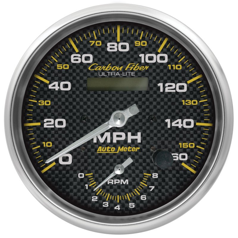 AutoMeter - AutoMeter 160mph & 8k RPM Electirc Program 5in. Carbon Fiber Gauge Tach/Speedo - Demon Performance