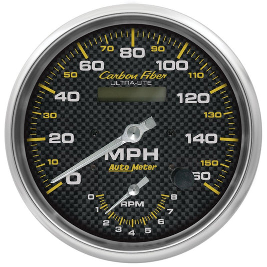AutoMeter - AutoMeter 160mph & 8k RPM Electirc Program 5in. Carbon Fiber Gauge Tach/Speedo - Demon Performance