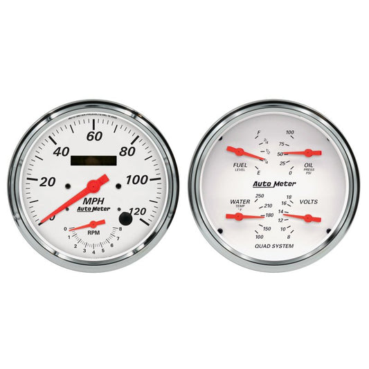 AutoMeter - Autometer Arctic White Quad & Tach/Speedo 5in. - 2 pc. - Demon Performance