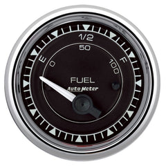 AutoMeter - AutoMeter Chrono 2-1/16in 0E 0-90 Ohm Electric Fuel Level Gauge - Chrome - Demon Performance
