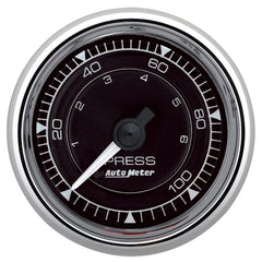 AutoMeter - Autometer Chrono 2-1/16in 100PSI Mechanical Pressure Gauge - Chrome - Demon Performance