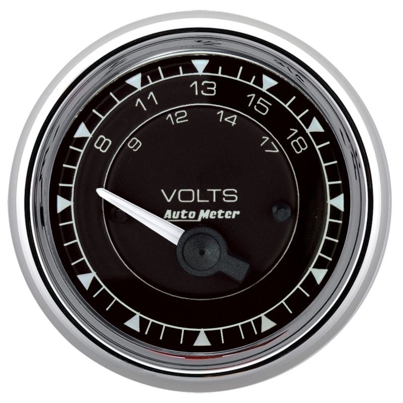 AutoMeter - AutoMeter Chrono 2-1/16in 18V Electric Voltmeter Gauge - Chrome - Demon Performance