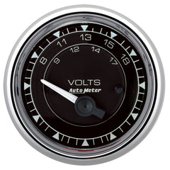 AutoMeter - AutoMeter Chrono 2-1/16in 18V Electric Voltmeter Gauge - Chrome - Demon Performance
