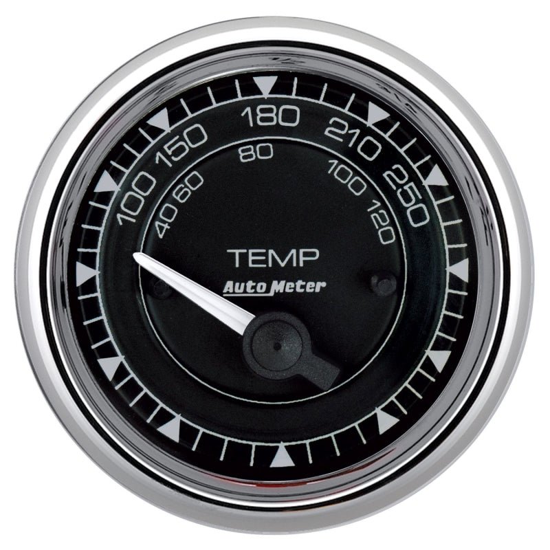 AutoMeter - AutoMeter Chrono 2-1/16in 250 Degree Temperature Electric Gauge - Chrome - Demon Performance