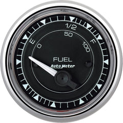 AutoMeter - AutoMeter Chrono 2-1/16in 73E-10F Ohm Electric Fuel Level Gauge - Chrome - Demon Performance