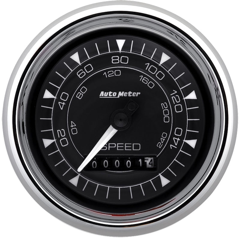 AutoMeter - AutoMeter Chrono 3-3/8in 160MPH Electric Programmable Speedometer Gauge - Chrome - Demon Performance