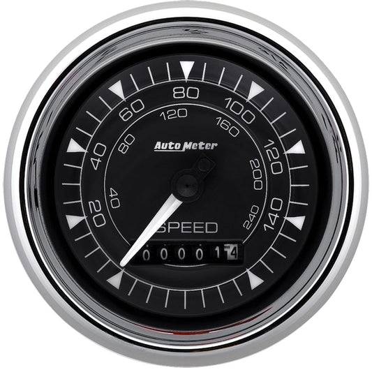 AutoMeter - AutoMeter Chrono 3-3/8in 160MPH Electric Programmable Speedometer Gauge - Chrome - Demon Performance