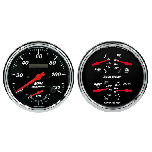 AutoMeter - Autometer Designer Black Quad & Tach/Speedo 5in. - 2 Pc. - Demon Performance