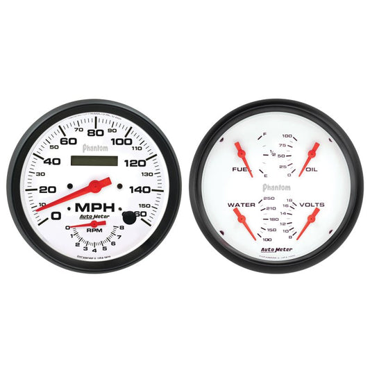 AutoMeter - Autometer Phantom 2pc Gauge Kit Quad & Tach/Speedo 5in. - Demon Performance