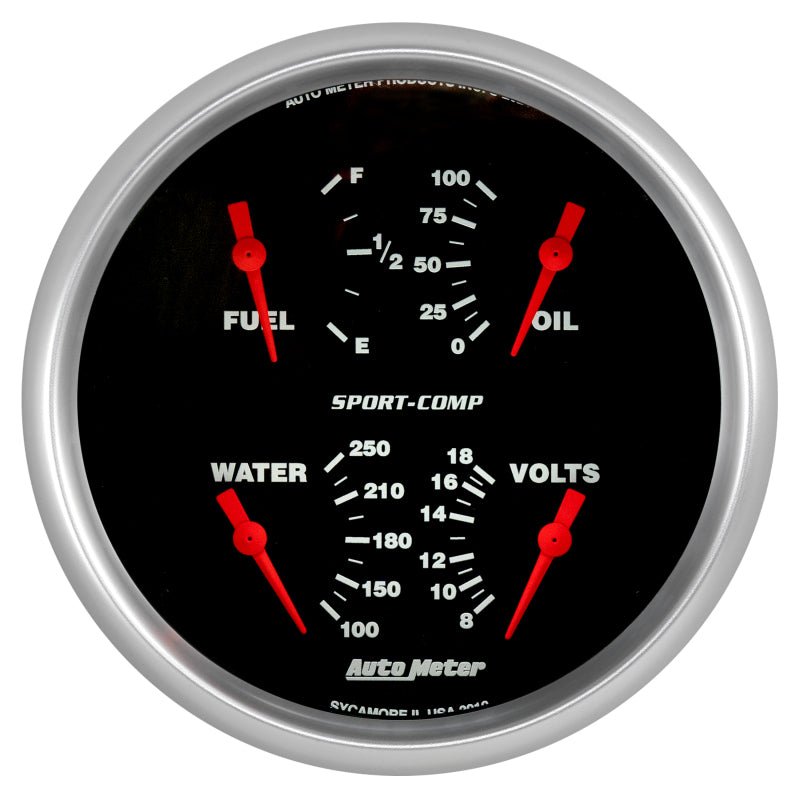 AutoMeter - Autometer Quad 5in. 0-90 Ohm Electric Sport-Comp Gauge - Demon Performance