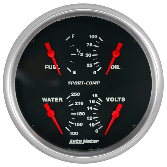 AutoMeter - Autometer Sport-Comp Quad 5in. - 240 OhmE-33 OhmF - Demon Performance