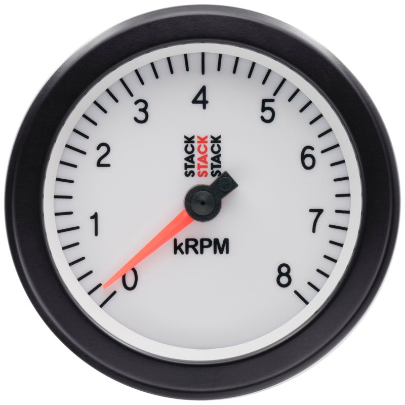 AutoMeter - Autometer Stack Sport 88mm 0 - 8K RPM Tachometer - White - Demon Performance