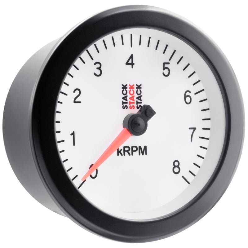 AutoMeter - Autometer Stack Sport 88mm 0 - 8K RPM Tachometer - White - Demon Performance