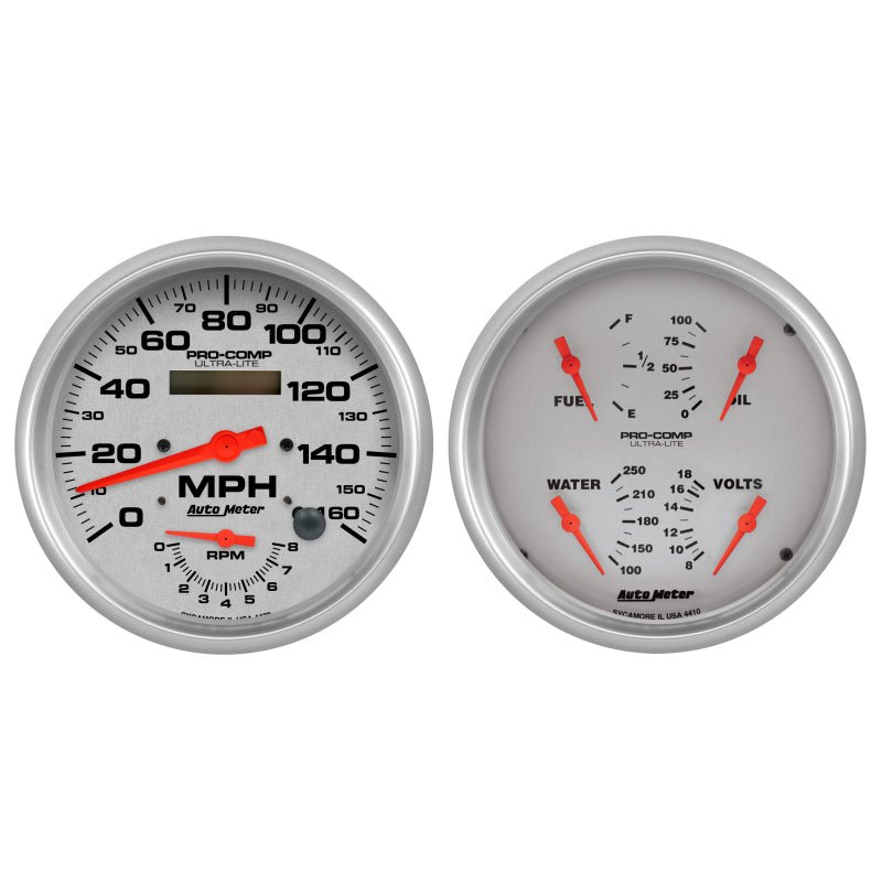 AutoMeter - Autometer Ultra-Lite 2pc Gauge Kit Quad & Tach/Speedo 5in. - Demon Performance