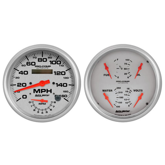 AutoMeter - Autometer Ultra-Lite 2pc Gauge Kit Quad & Tach/Speedo 5in. - Demon Performance
