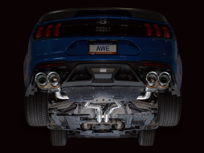 AWE Tuning - AWE Tuning 21 - 23 Ford Mustang Mach 1 SwitchPath Cat Back Exhaust w/ Quad Chrome Silver Tips - Demon Performance