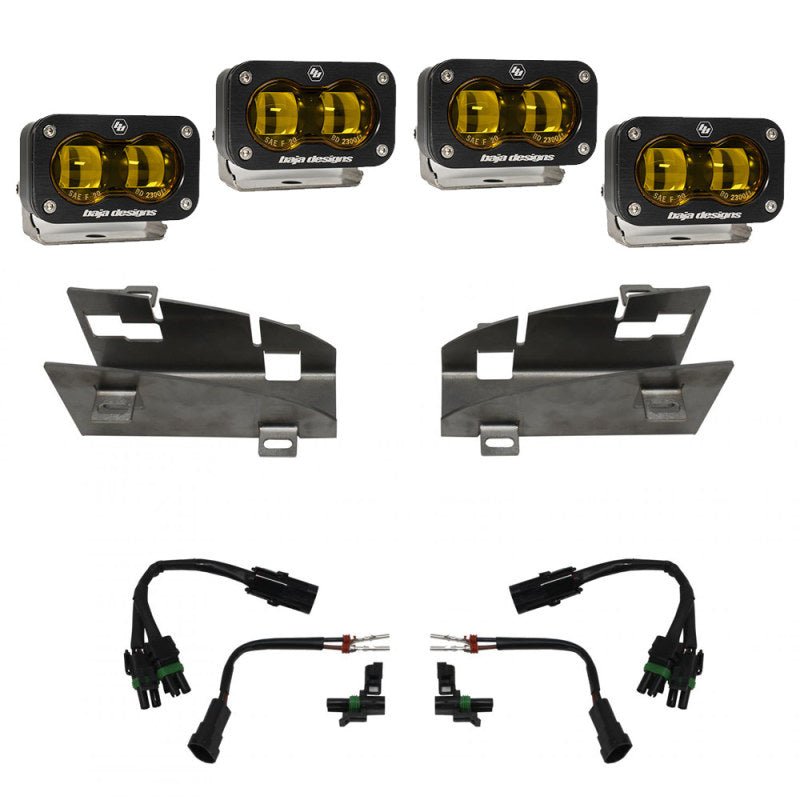 Baja Designs - Baja Designs 19 - 22 Dodge RAM 1500 Rebel / 21 - 22 1500 TRX S2 SAE Dual Fog Pocket Light Kit - Amber - Demon Performance