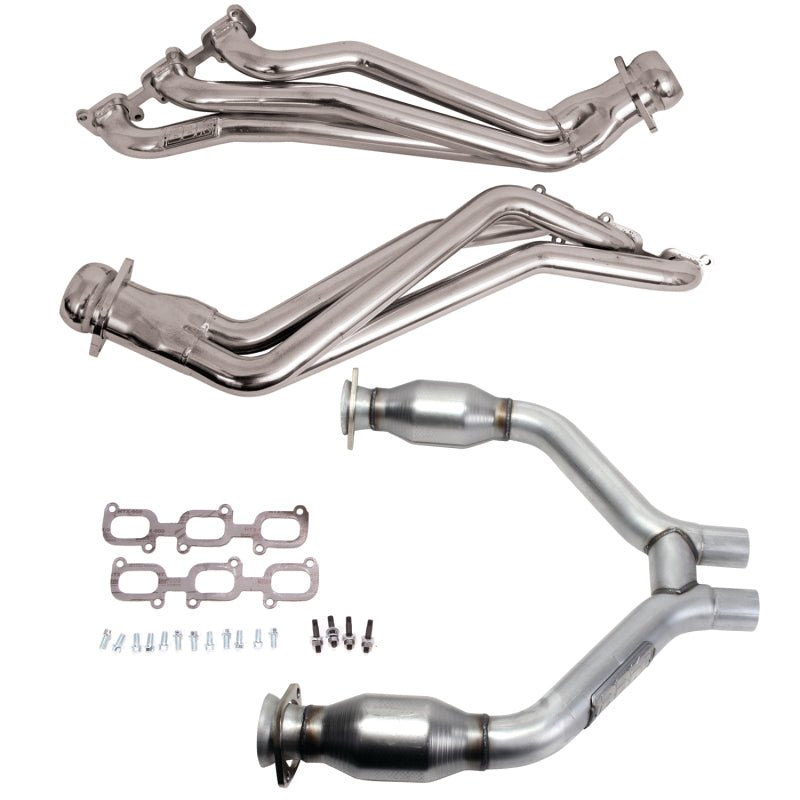 BBK - BBK 15 - 17 Ford Mustang V6 1 - 3/4 Long Tube Headers w/High Flow Catted H Pipe (Silver Ceramic) - Demon Performance