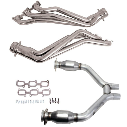 BBK - BBK 15 - 17 Ford Mustang V6 1 - 3/4 Long Tube Headers w/High Flow Catted H Pipe (Silver Ceramic) - Demon Performance