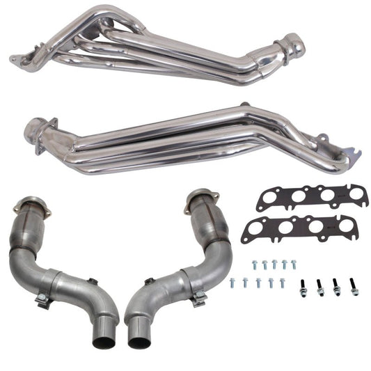 BBK - BBK 15 - 23 Ford Mustang GT 1 - 3/4 Long Tube Headers w/High Flow Catted Mid Pipe (Silver Ceramic) - Demon Performance