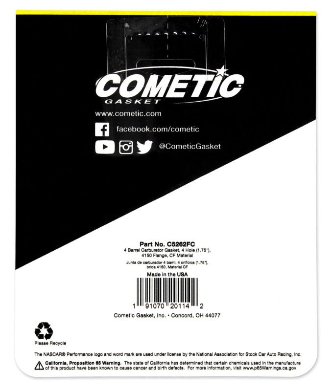 Cometic Gasket - Cometic Holley 4 BBL .060in Fiber Carburetor Mounting Gasket - 4 Hole - 1.750in Holes - Demon Performance
