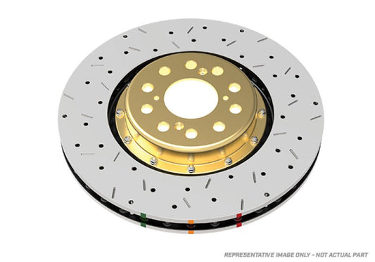 DBA - DBA 09+ Nissan GTR R - 35 Front Drilled & Slotted 5000 Series 2 Piece Rotor Assembled w/ Black Hat (Av - Demon Performance