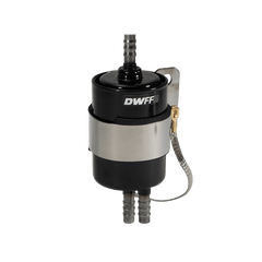 DeatschWerks - DeatschWerks 10 Micron 3/8in Barb Fuel Filter Regulator w/ Stainless Steel Body - Black - Demon Performance