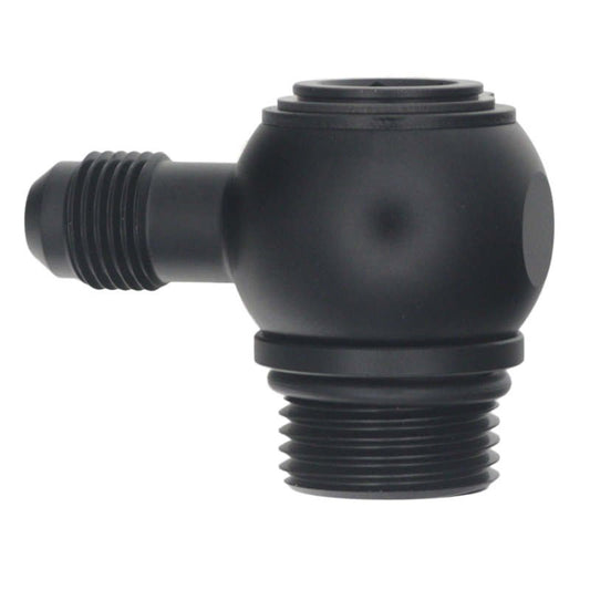 DeatschWerks - DeatschWerks 10AN ORB Male to 6AN Male Flare Low Profile 90-Degree Swivel - Anodized Matte Black - Demon Performance