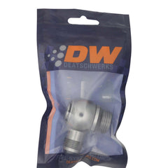 DeatschWerks - DeatschWerks 10AN ORB Male to 8AN Male Flare Low Profile 90-Degree Swivel - Anodized DW Titanium - Demon Performance