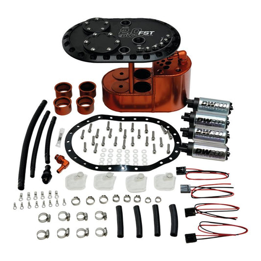 DeatschWerks - Deatschwerks 2.0L Staged Fuel Cell Surge Tank (Includes 4 DW300 Fuel Pumps) - Demon Performance