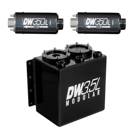 DeatschWerks - DeatschWerks 3.5L Modular Surge Tank (Incl. 2 DW350iL In-Line Fuel Pump) - Demon Performance