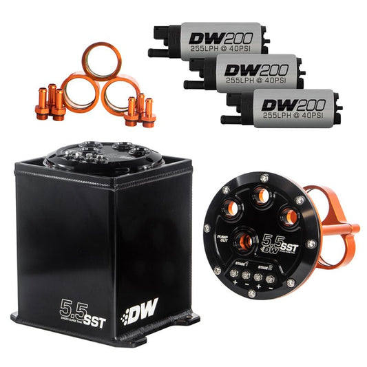 DeatschWerks - DeatschWerks 5.5L Modular Surge Tank Includes 3 DW200 Fuel Pumps - Demon Performance
