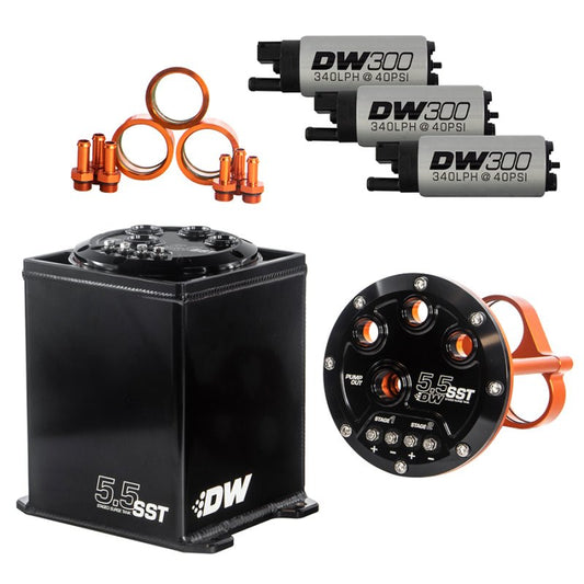 DeatschWerks - DeatschWerks 5.5L Modular Surge Tank Includes 3 DW300 Fuel Pumps - Demon Performance