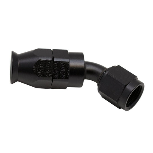DeatschWerks - DeatschWerks 6AN Female Swivel 45-Degree Hose End PTFE (Incl 1 Olive Insert) - Anodized Matte Black - Demon Performance