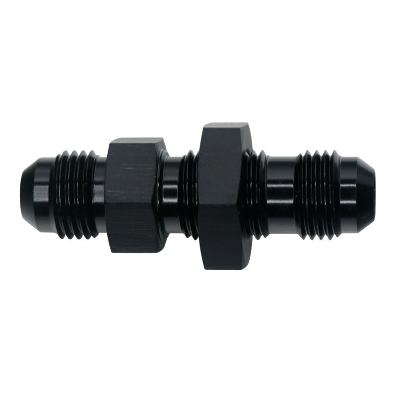 DeatschWerks - DeatschWerks 6AN Male Flare to 6AN Male Flare Bulkhead Adapter (Incl Nut) - Anodized Matte Black - Demon Performance