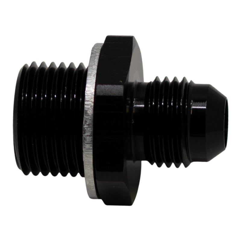 DeatschWerks - DeatschWerks 6AN Male Flare to M18 X 1.5 Male Metric Adapter (Incl Washer) - Anodized Matte Black - Demon Performance