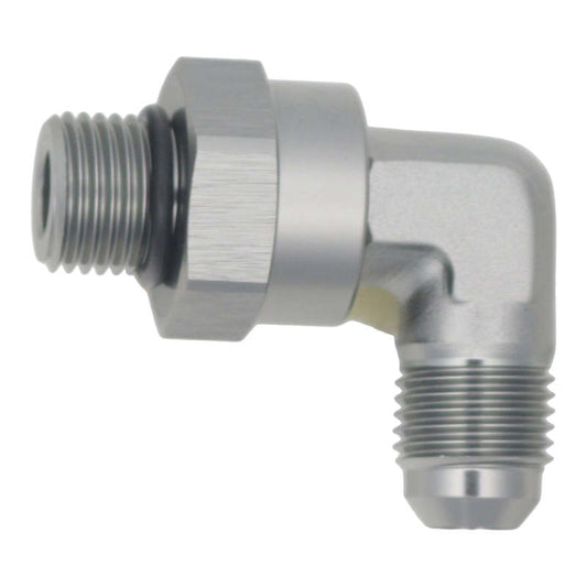 DeatschWerks - DeatschWerks 6AN ORB Male Swivel to 90-Degree 6AN Male Flare - Anodized DW Titanium - Demon Performance