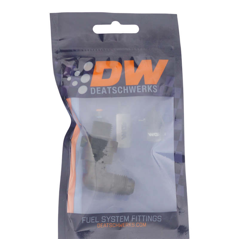 DeatschWerks - DeatschWerks 6AN ORB Male Swivel to 90-Degree 6AN Male Flare - Anodized Matte Black - Demon Performance