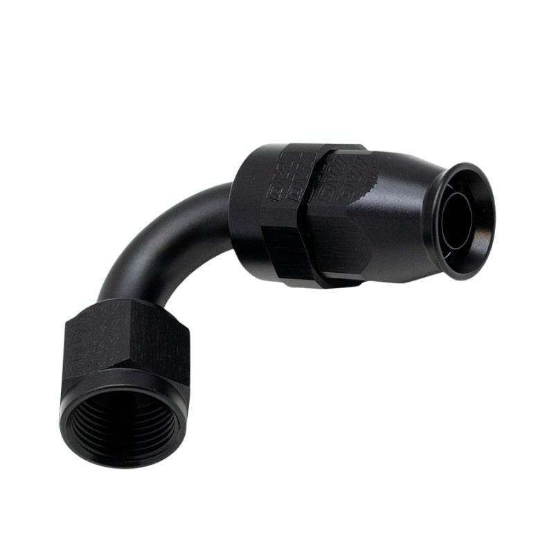 DeatschWerks - DeatschWerks 8 AN Female Flare Swivel 120-Degree Hose End PTFE - Anodized Matte Black - Demon Performance