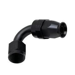 DeatschWerks - DeatschWerks 8 AN Female Flare Swivel 120-Degree Hose End PTFE - Anodized Matte Black - Demon Performance