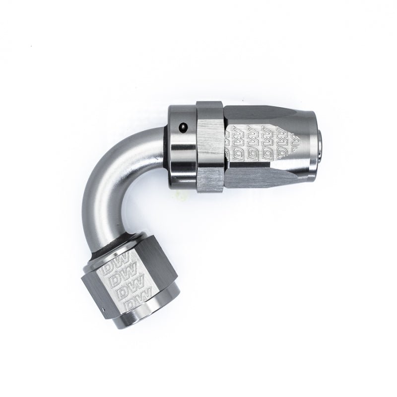 DeatschWerks - DeatschWerks 8AN Female Swivel 120-Degree Hose End CPE - Anodized Titanium - Demon Performance