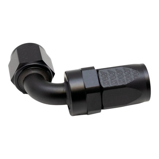 DeatschWerks - DeatschWerks 8AN Female Swivel 90-Degree Hose End CPE - Anodized Matte Black - Demon Performance