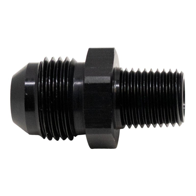 DeatschWerks - DeatschWerks 8AN Male Flare to 1/4in Male NPT Adapter - Anodized Matte Black - Demon Performance