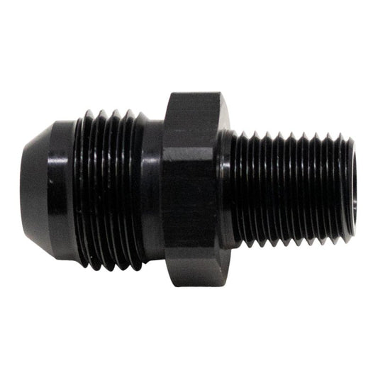 DeatschWerks - DeatschWerks 8AN Male Flare to 1/4in Male NPT Adapter - Anodized Matte Black - Demon Performance