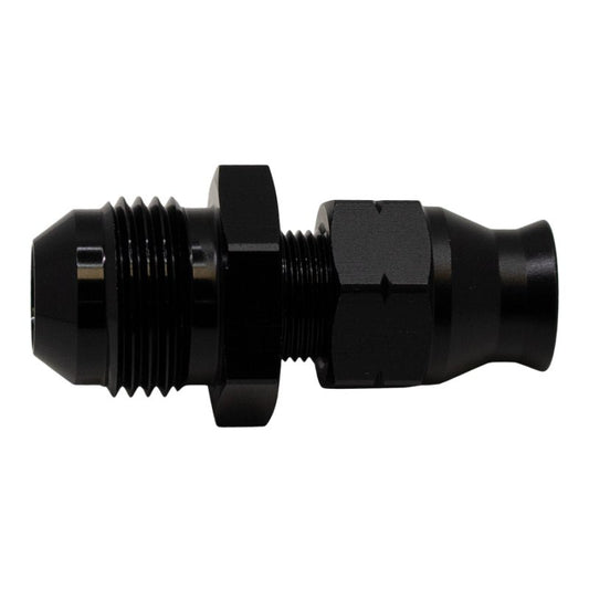 DeatschWerks - DeatschWerks 8AN Male Flare to 5/16in Hardline Compression Adapter - Anodized Matte Black - Demon Performance