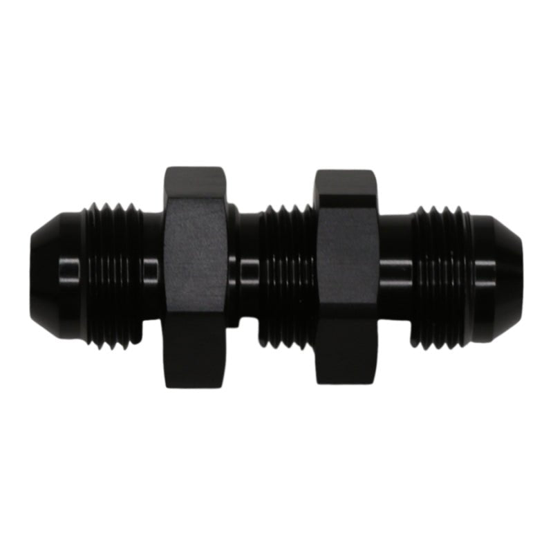 DeatschWerks - DeatschWerks 8AN Male Flare to 8AN Male Flare Bulkhead Adapter (Incl Nut) - Anodized Matte Black - Demon Performance