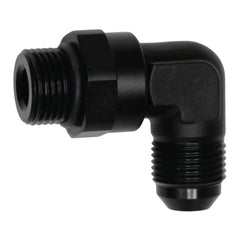 DeatschWerks - DeatschWerks 8AN ORB Male Swivel to 8AN Male Flare 90-Degree Fitting - Anodized Matte Black - Demon Performance